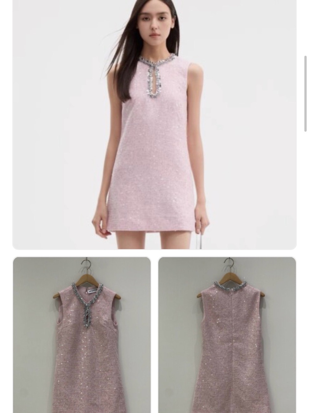 Self-Portrait Pink Embellished Tweed Mini Dress
